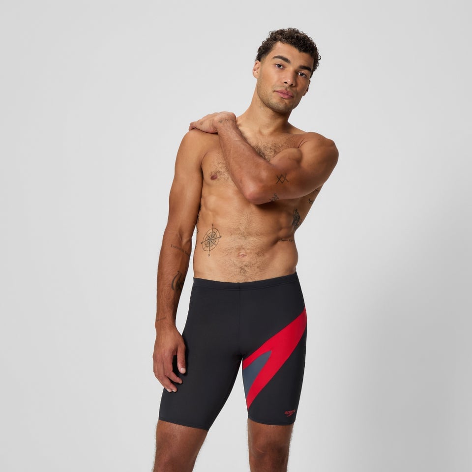 TRAJE BAÑO HOMBRE SPEEDO HYPERBOOM JAMMER NEGRO ROJO - 1
