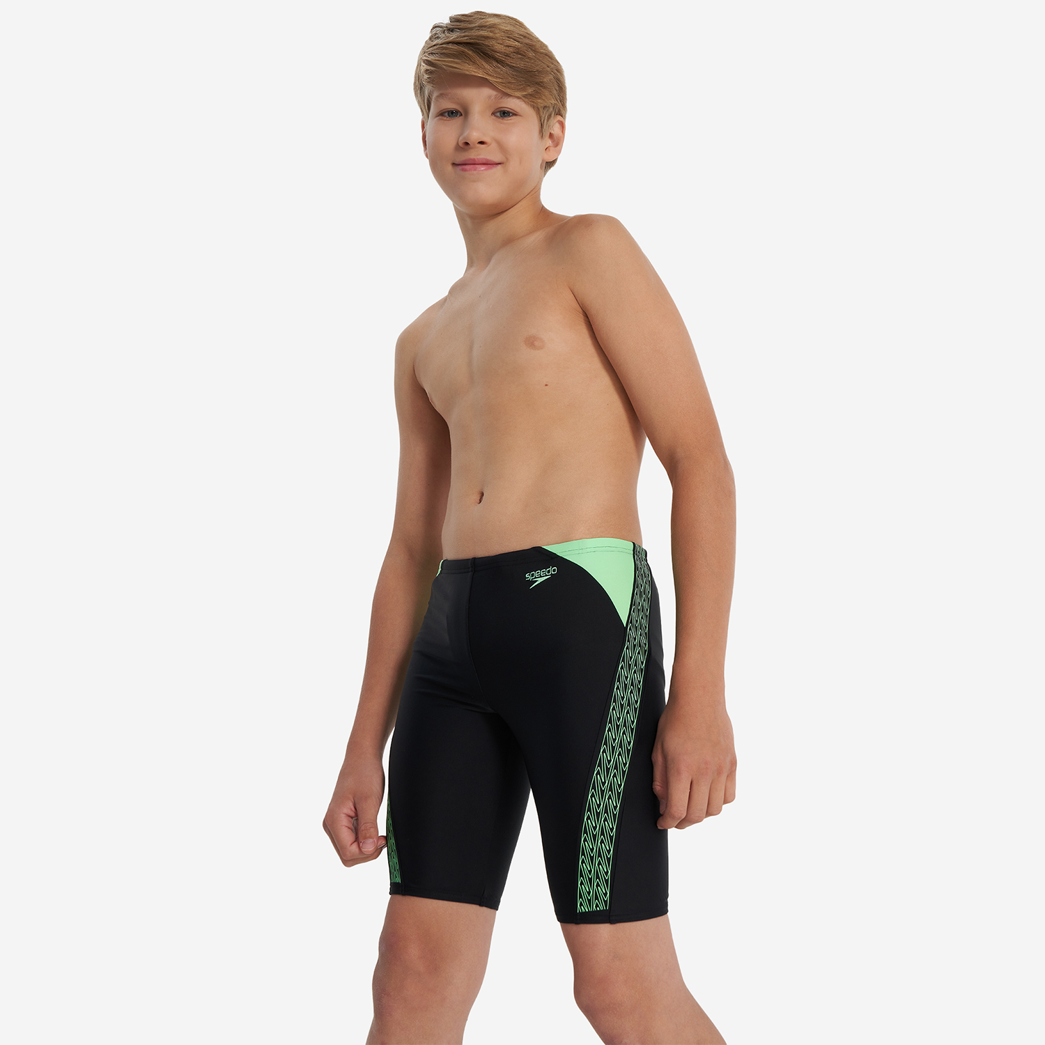 TRAJE BAÑO NATACIÓN NIÑO SPEEDO JAMMER HYPERBOOM SPLCE VERDE - 1