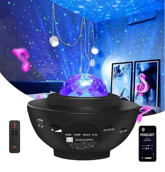 PARLANTE PROYECTOR BLUETOOTH GALAXIA + CONTROL REMOTO NEGRO - 1
