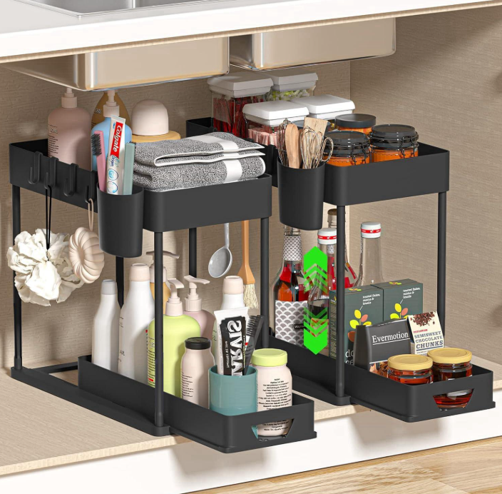 ORGANIZADOR CON BANDEJA DESLIZANTE DE 2 NIVELES - COLOR NEGRO - 4