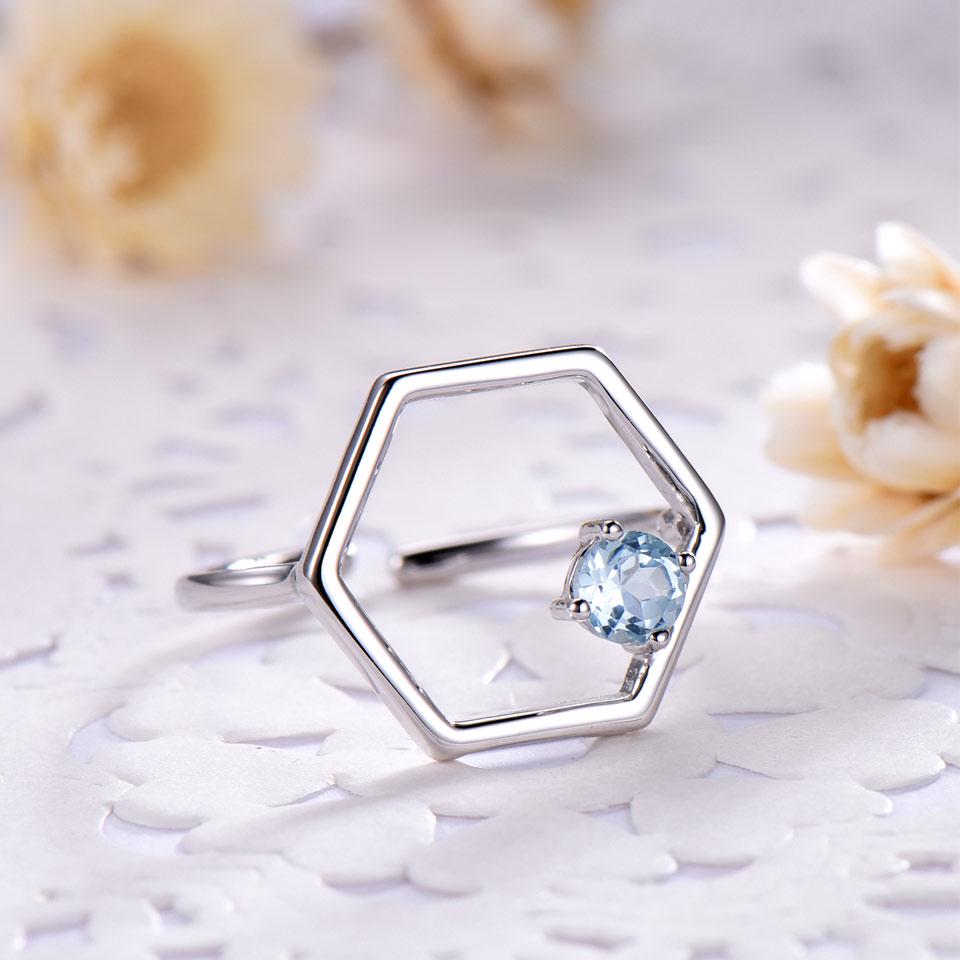 ANILLO ENCANTO HEXAGONAL BRILLANTE PLATA 925 - 2