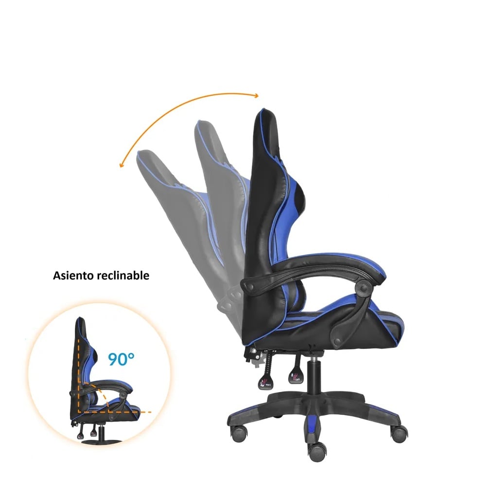 SILLA GAMER PRO NEGRO CON AZUL - 2