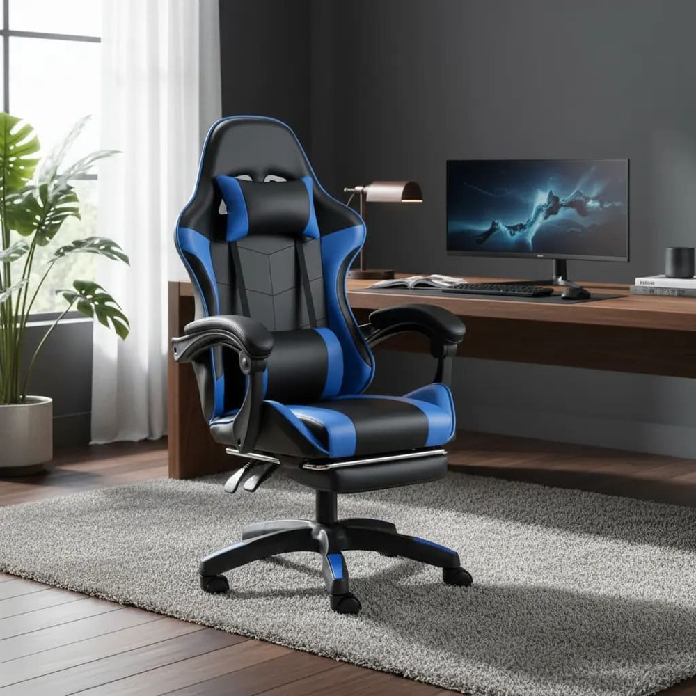 SILLA GAMER PRO NEGRO CON AZUL - 6
