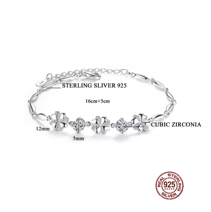 PULSERA FLORES DE CRISTAL PLATA 925 - 2