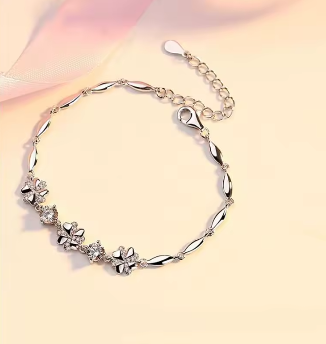 PULSERA FLORES DE CRISTAL PLATA 925 - 5