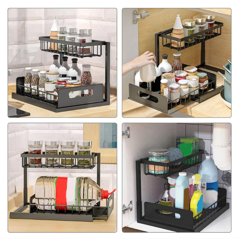 ESTANTE MULTIFUNCIONAL DE COCINA MODEL L - NEGRO - 2