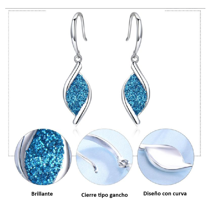 ARETES ELEGANTE CON CURVA LUMINOSA CELESTIAL - PLATA 925 - 2