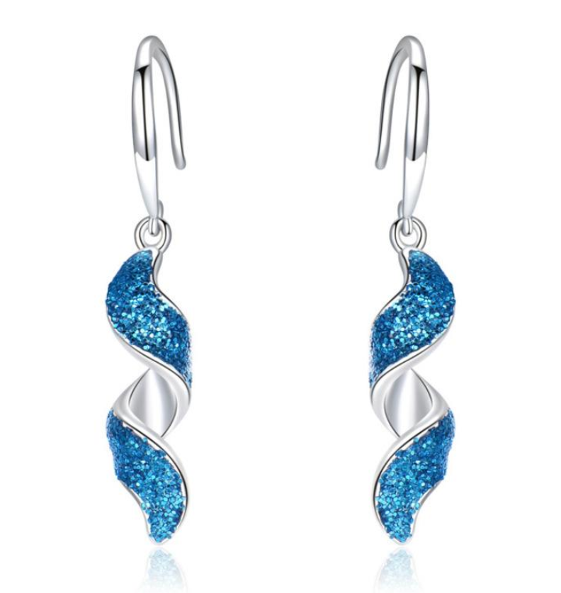 ARETES ONDAS DE CRISTAL CELESTIAL - PLATA 925 - 1