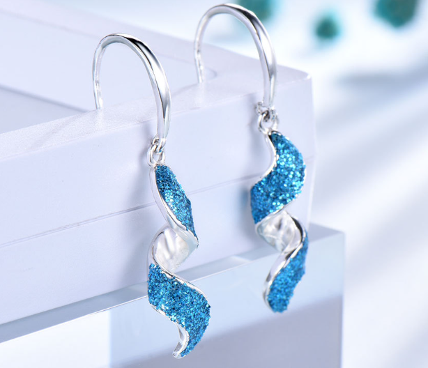 ARETES ONDAS DE CRISTAL CELESTIAL - PLATA 925 - 2