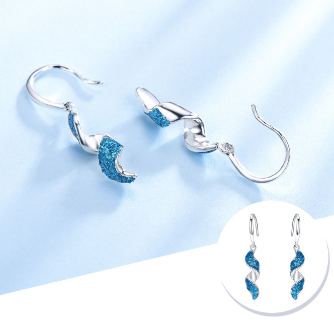 ARETES ONDAS DE CRISTAL CELESTIAL - PLATA 925 - 3