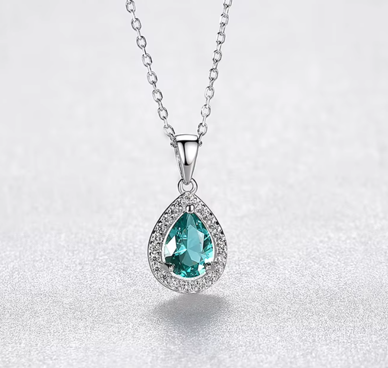COLLAR BRILLO AZUL CELESTIA EN PLATA 925 - 2