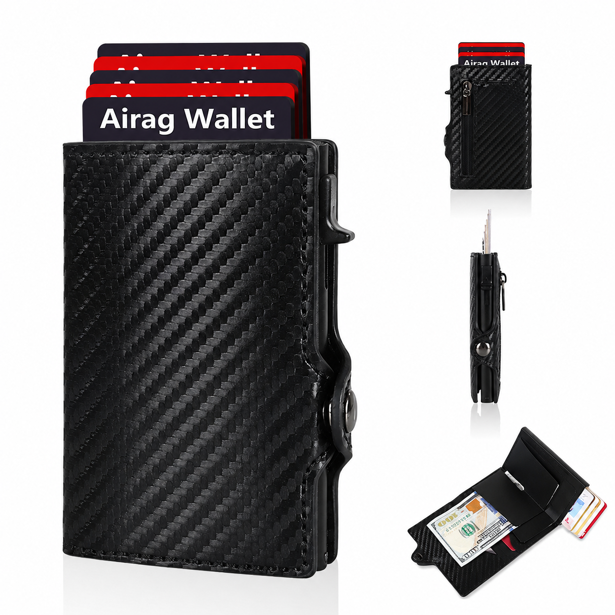 BILLETERA ELEGANTE NEXUS CON MONEDERO BLOQUEO CONTRA LECTURAS RFID - NEGRO - 3
