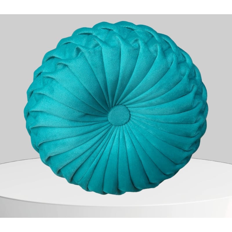 COJÍN DECORATIVO ECO REDONDO TURQUESA - 3