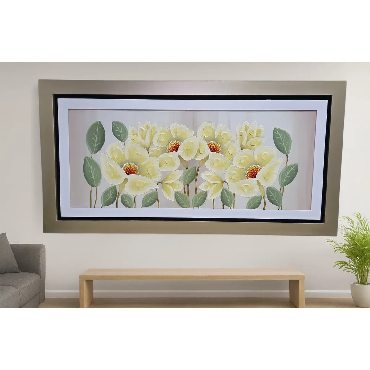 CUADRO DECORATIVO TRILOGÍA FLORAL 137X64 CM - 1
