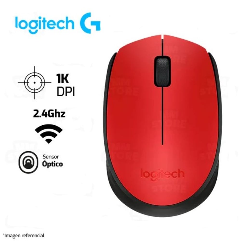 MOUSE INALÁMBRICO LOGITECH M170- ROJO - 1