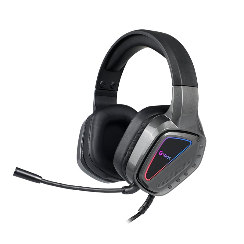 AUDÍFONO TEROS TE-8171N ESTÉREO MICRÓFONO LUCES RGB - NEGRO - 2