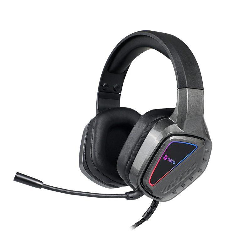 AUDÍFONO TEROS TE-8171N ESTÉREO MICRÓFONO LUCES RGB - NEGRO - 6