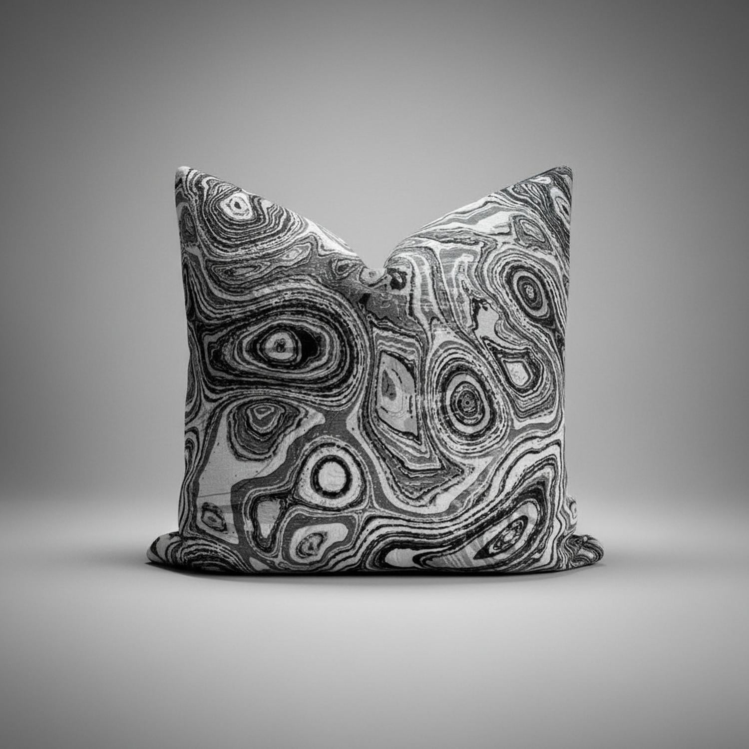 FUNDA COJIN MAP DESIGN MARBLE BLACK SATIN 45X45CM NEGRO - 2