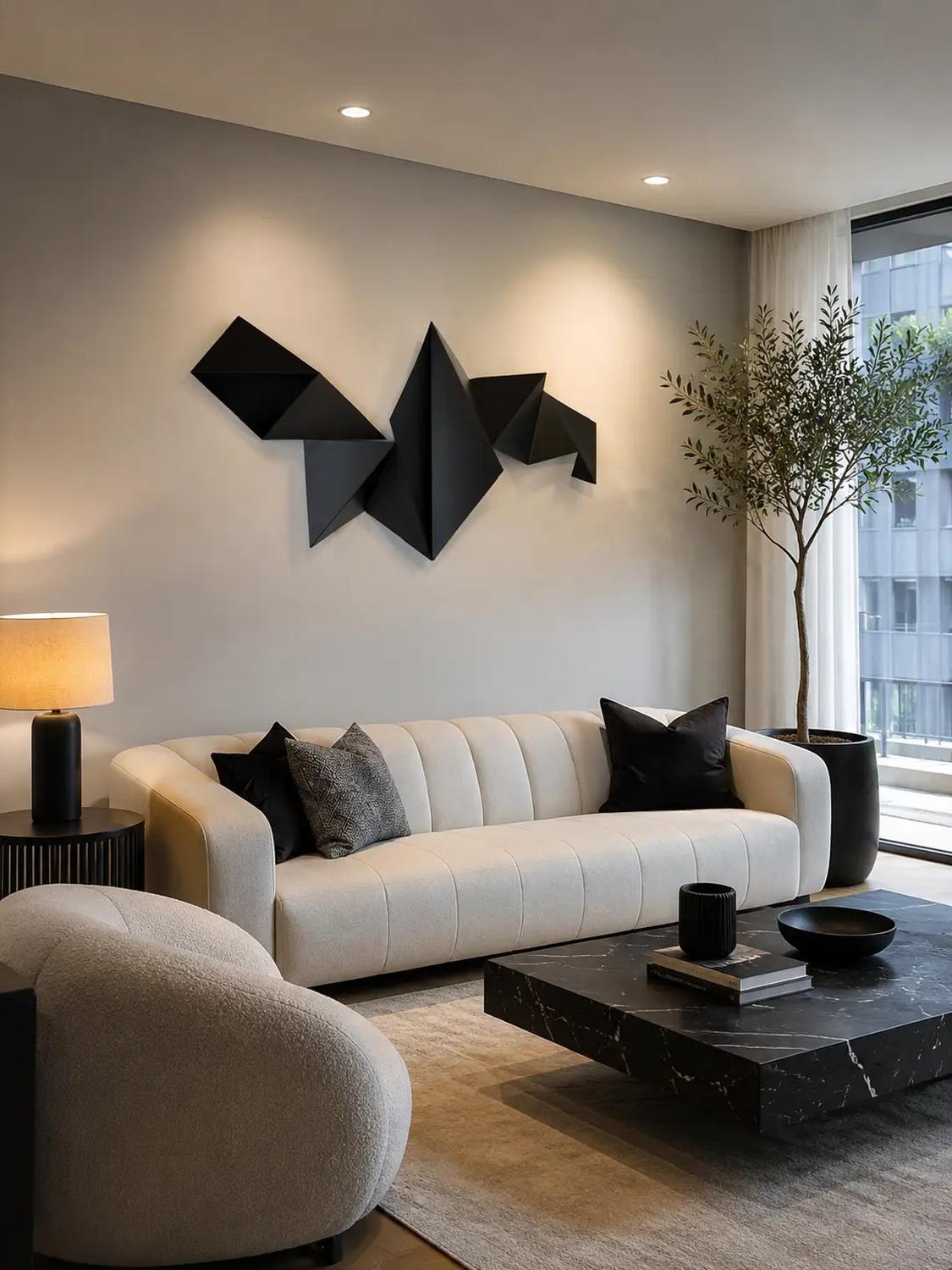 ESCULTURA DE PARED GEOMÉTRICA BLACK 140X70 CM - 1