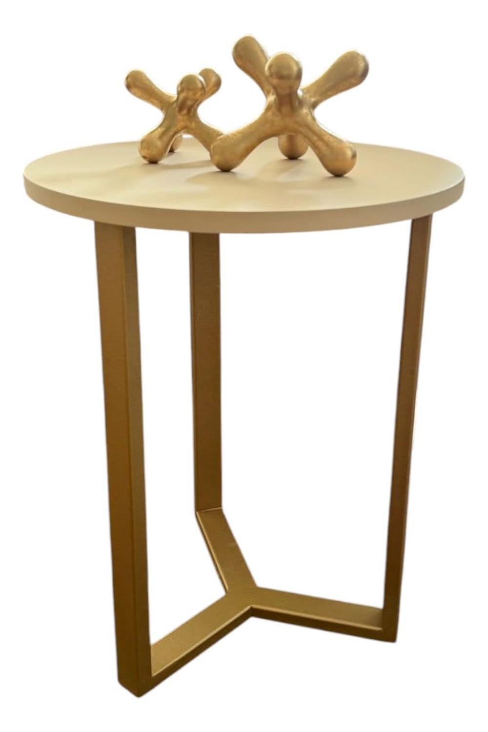 MESA AUXILIAR LATERAL TRENTO FIERRO DORADO BEIGE 45X45 CM - 2