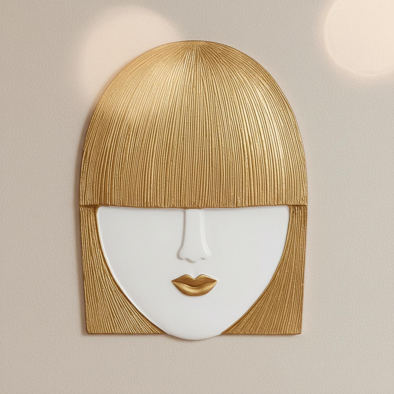 ADORNO PARED JGO DAMA DECOR POLIRESINA DORADO BLANCO LUJOSO - 7