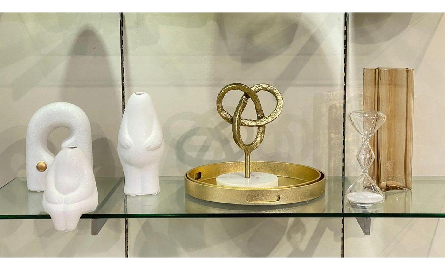 FIGURA DECORATIVA LAZO INFINITO DORADO MADERA Y MÁRMOL 25 CM - 3