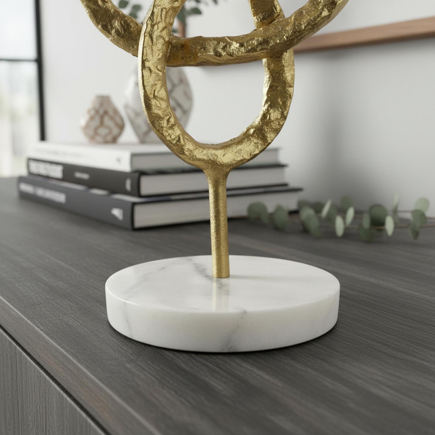 FIGURA DECORATIVA LAZO INFINITO DORADO MADERA Y MÁRMOL 25 CM - 4