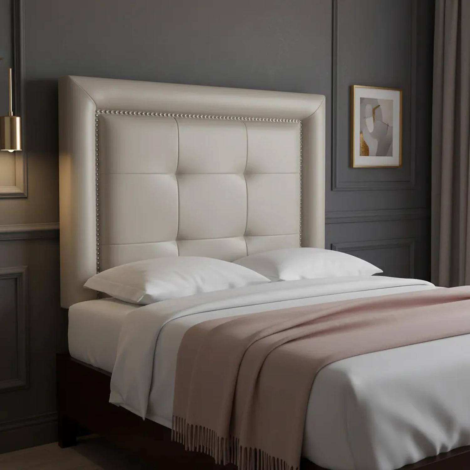 CABECERA DE CAMA TAPIZADA GLAM 1.5 PLAZAS TACHUELAS 110X81 CM - 1