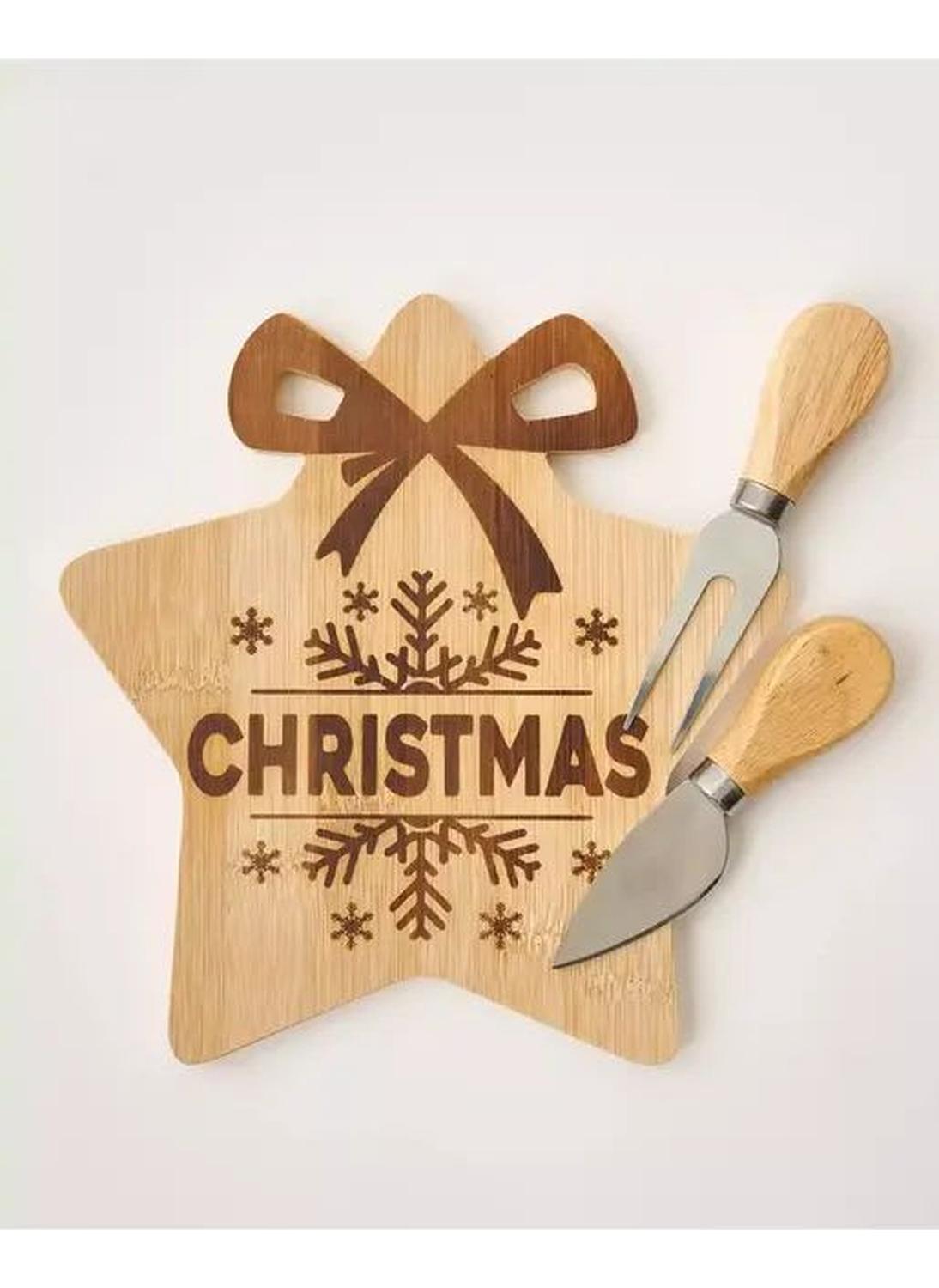 TABLA DE QUESOS Y PIQUEOS ESTRELLA NAVIDAD 3PCS - 2
