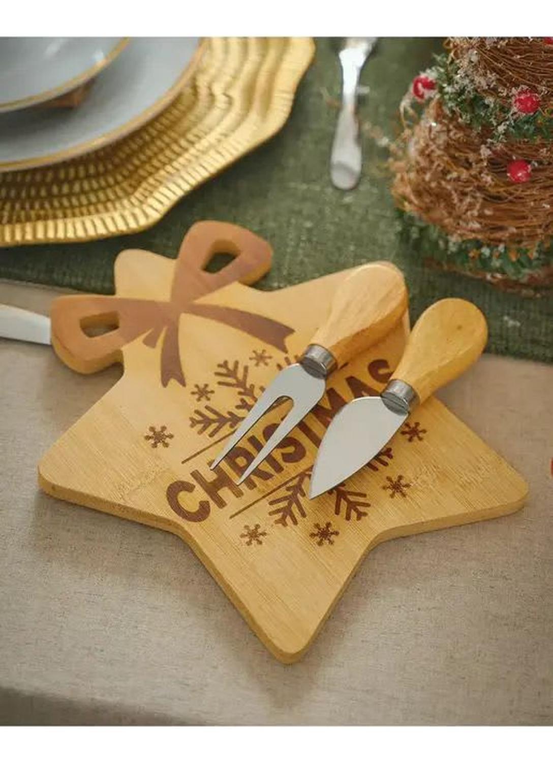 TABLA DE QUESOS Y PIQUEOS ESTRELLA NAVIDAD 3PCS - 3