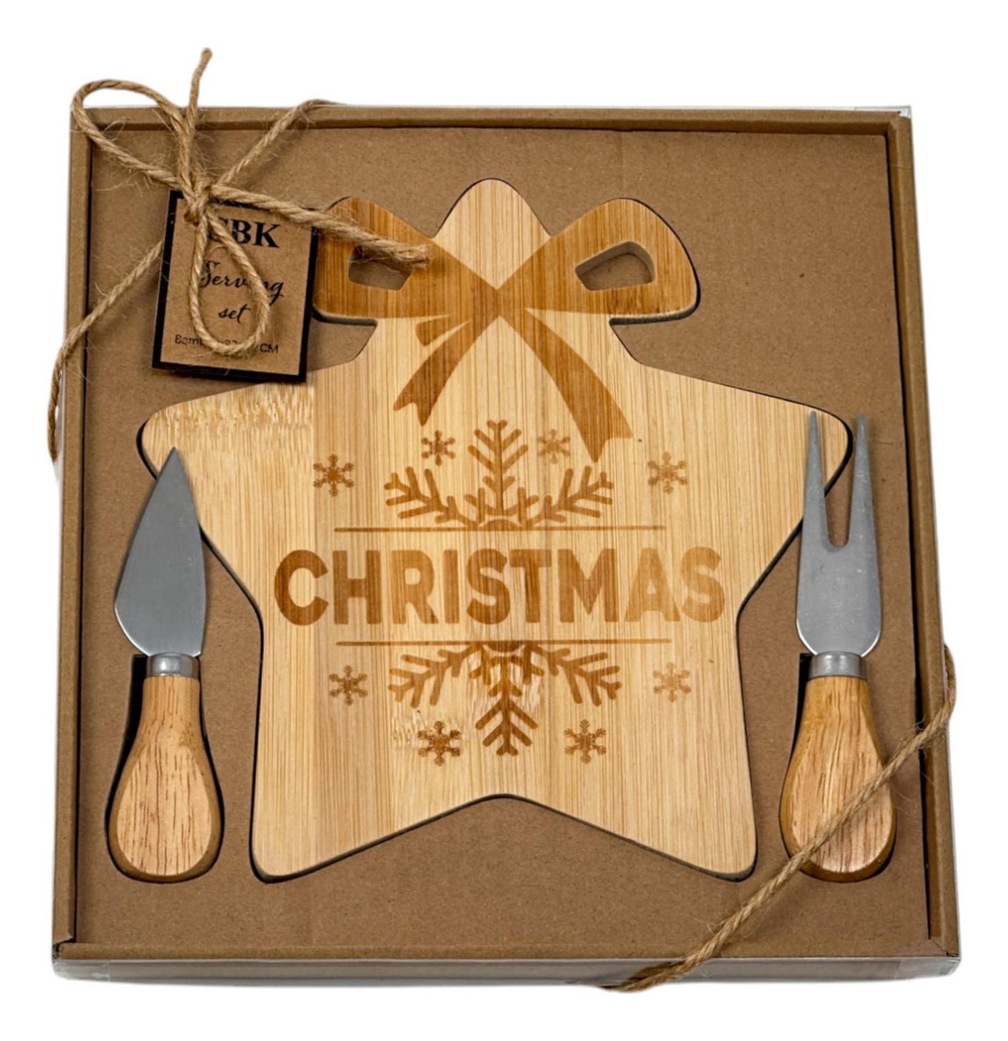 TABLA DE QUESOS Y PIQUEOS ESTRELLA NAVIDAD 3PCS - 5