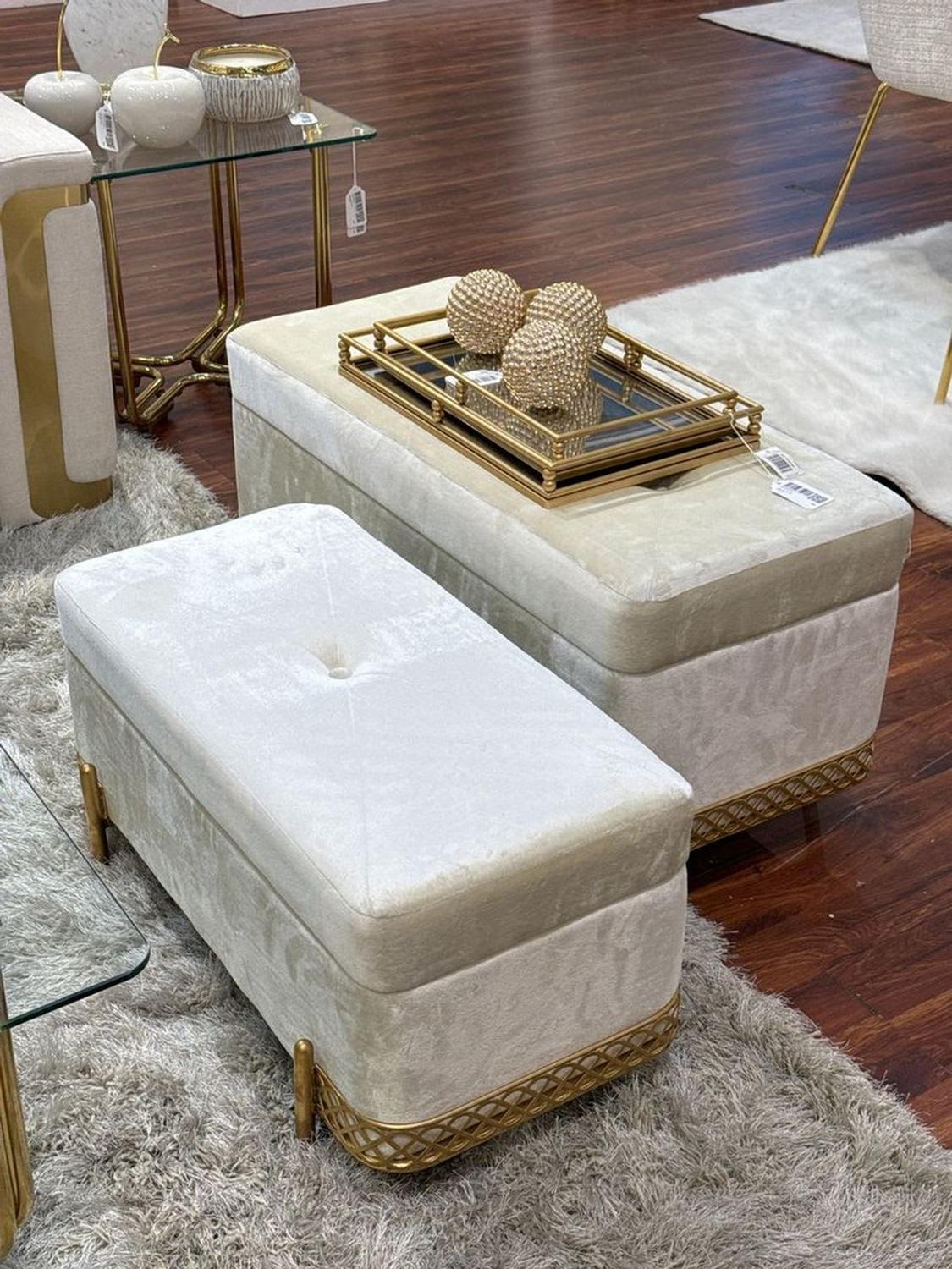 JUEGO DE 2 BANDEJAS DECORATIVAS ESPEJO HIERRO DORADO 45X30 CM - 3