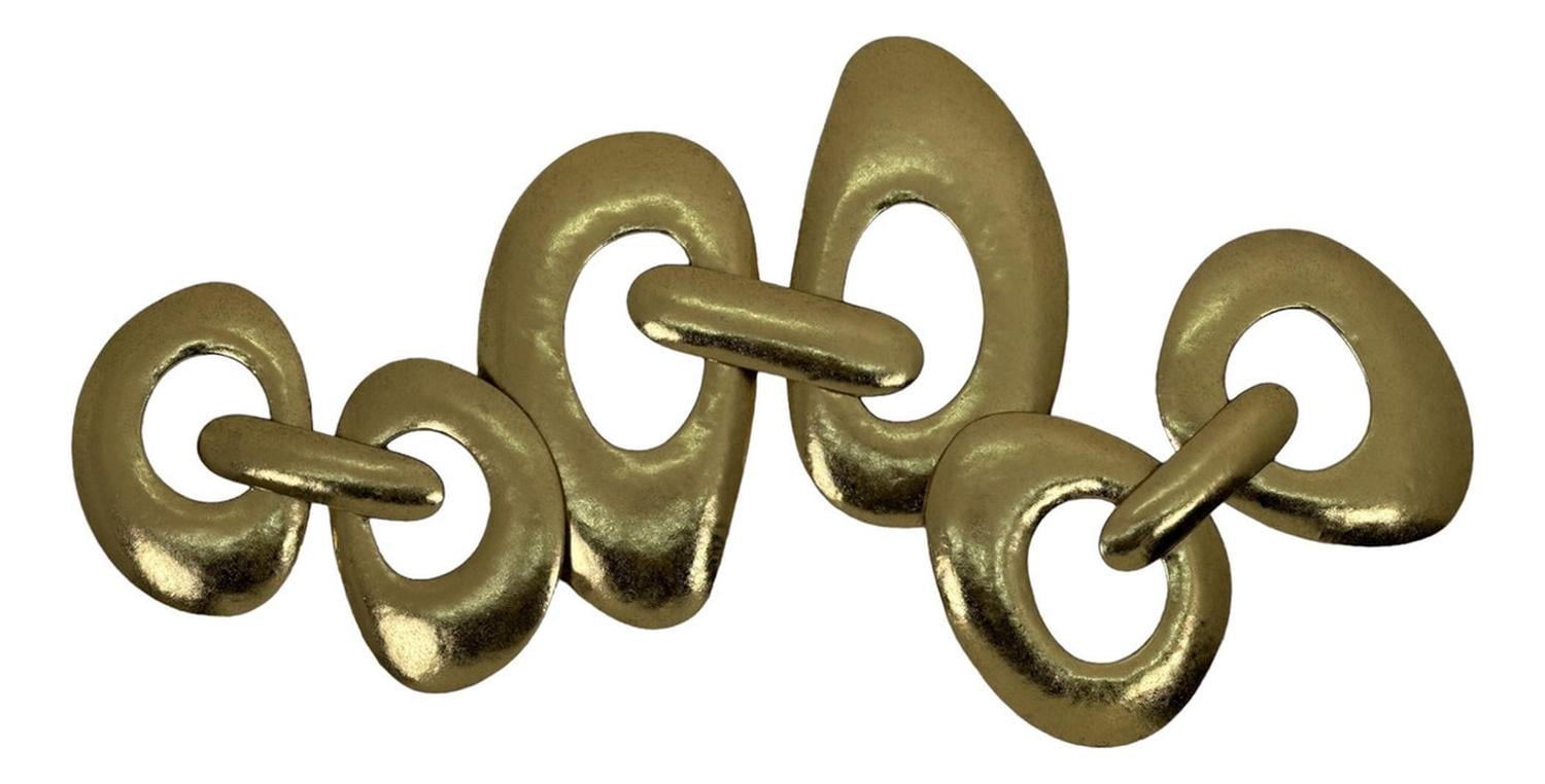 ESCULTURA PLACA DE PARED HIERRO ANILLOS DORADA CHAMPAGNE 82X82 CM - 5