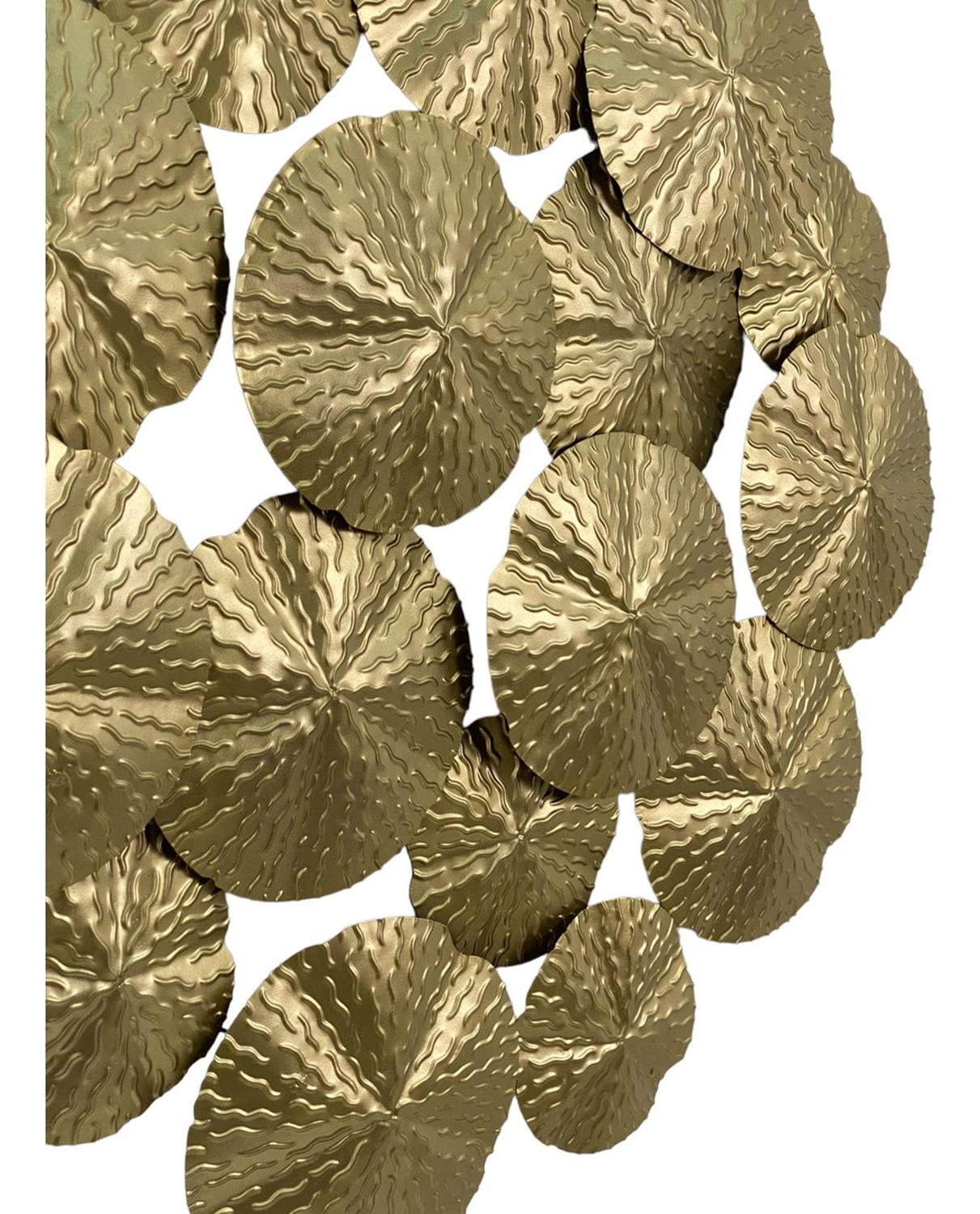 ESCULTURA PLACA DE PARED HIERRO FLOWER DORADA CHAMPAGNE 82X82 CM - 4