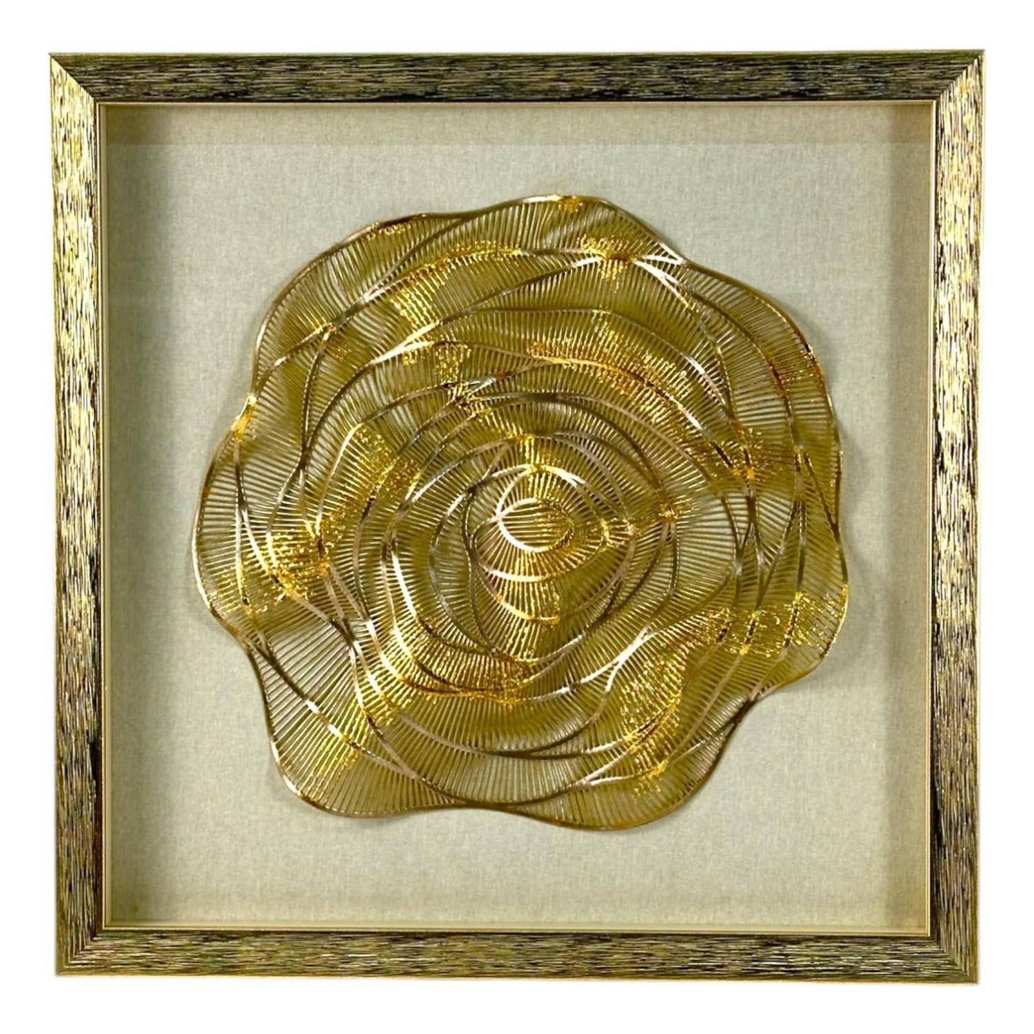 CUADRO DECORATIVO 3D FLORALI DECOR MODERNO DORADO 50X50 CM - 2