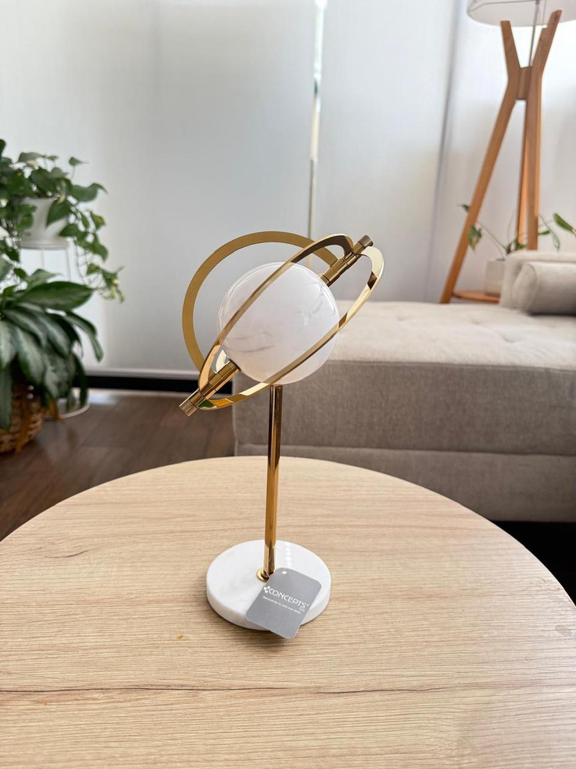 ADORNO ESCULTURA ABSTRACTA PLANETA DECORATIVA MÁRMOL DORADO 28CM - 2