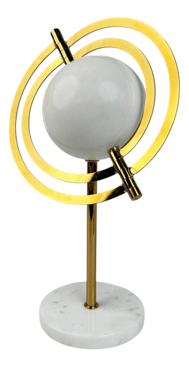 ADORNO ESCULTURA ABSTRACTA PLANETA DECORATIVA MÁRMOL DORADO 28CM - 4