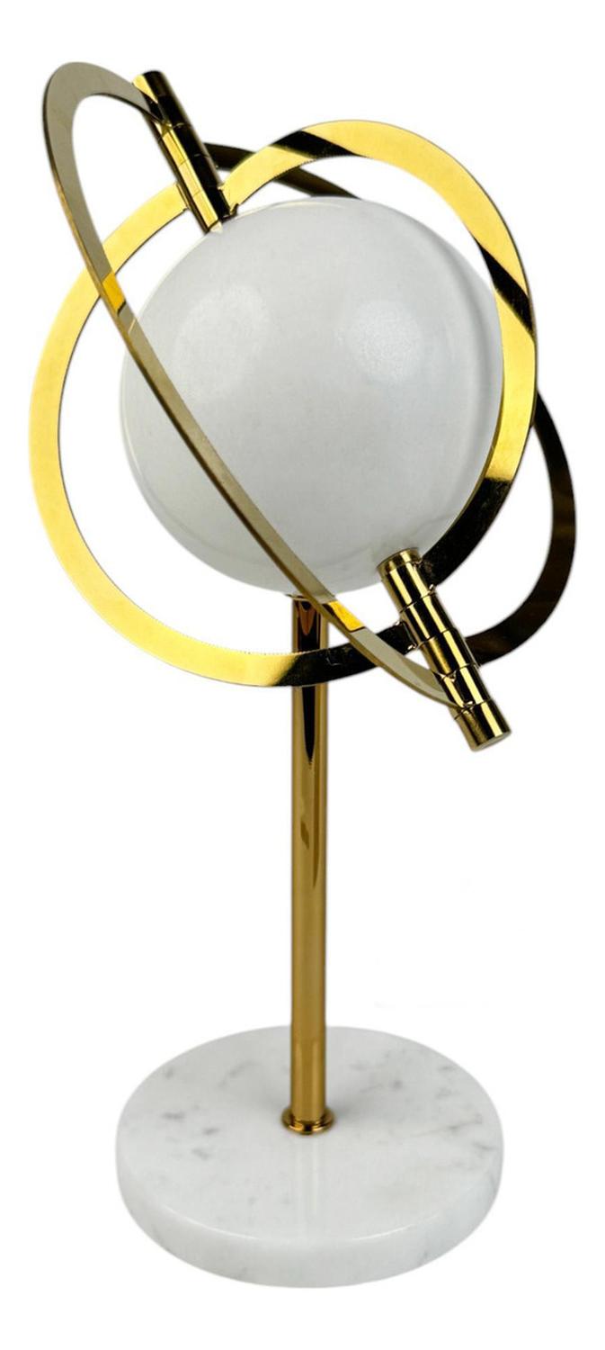 ADORNO ESCULTURA ABSTRACTA PLANETA DECORATIVA MÁRMOL DORADO 28CM - 5