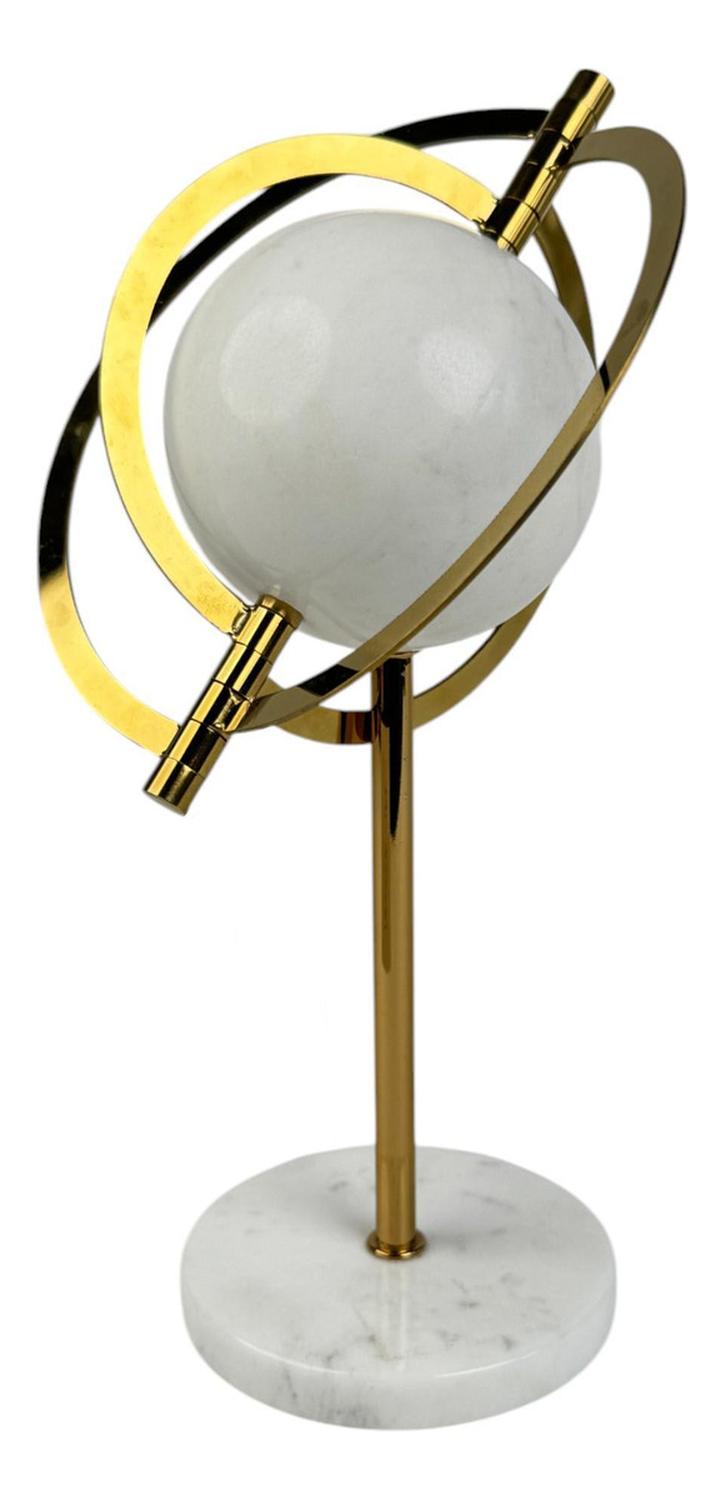 ADORNO ESCULTURA ABSTRACTA PLANETA DECORATIVA MÁRMOL DORADO 28CM - 6