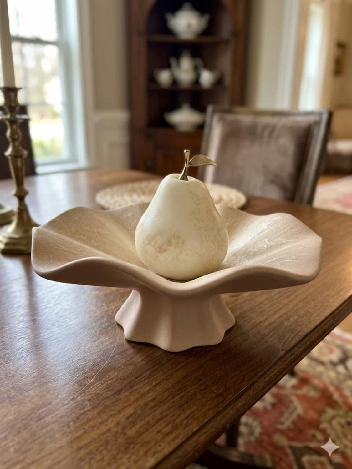 CENTRO DE MESA PERA DUNA ÁUREA CERÁMICA CAPUCCINO BEIGE - 1