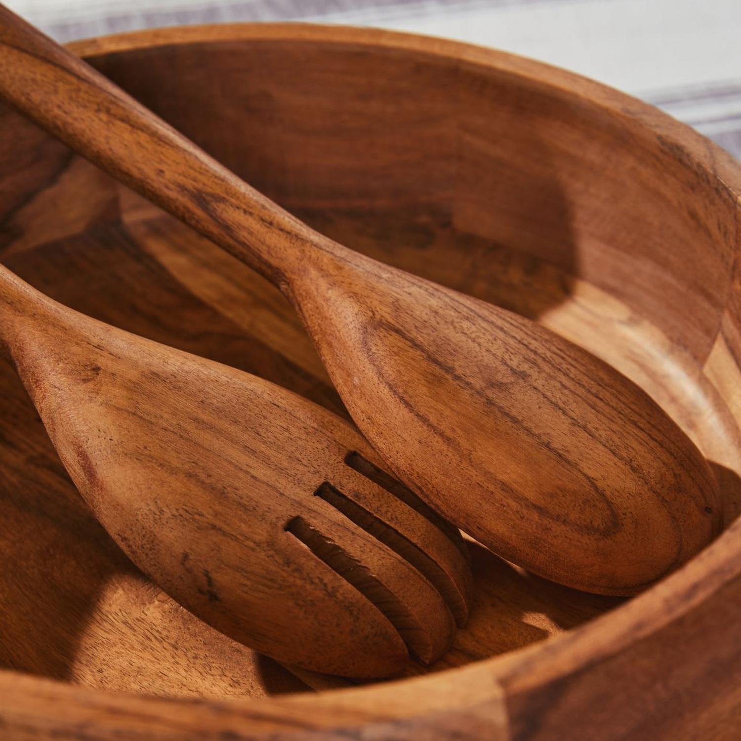 SET DE 2 CUBIERTOS CUCHARONES ENSALADA MADERA ACACIA GOURMET 30CM - 2