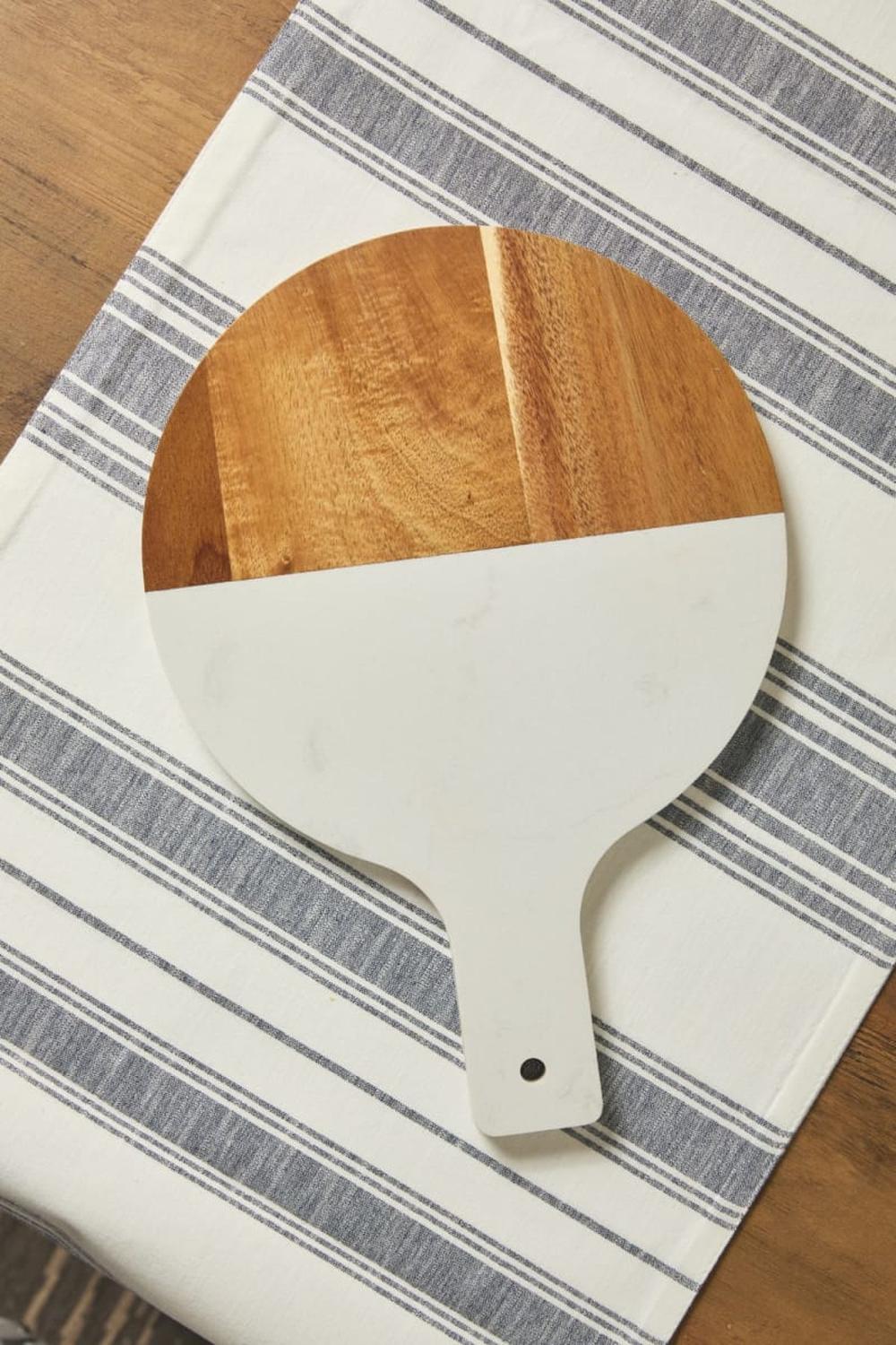 TABLA DE MÁRMOL NATURAL REDONDA BICOLOR MADERA ACACIA GOURMET - 3