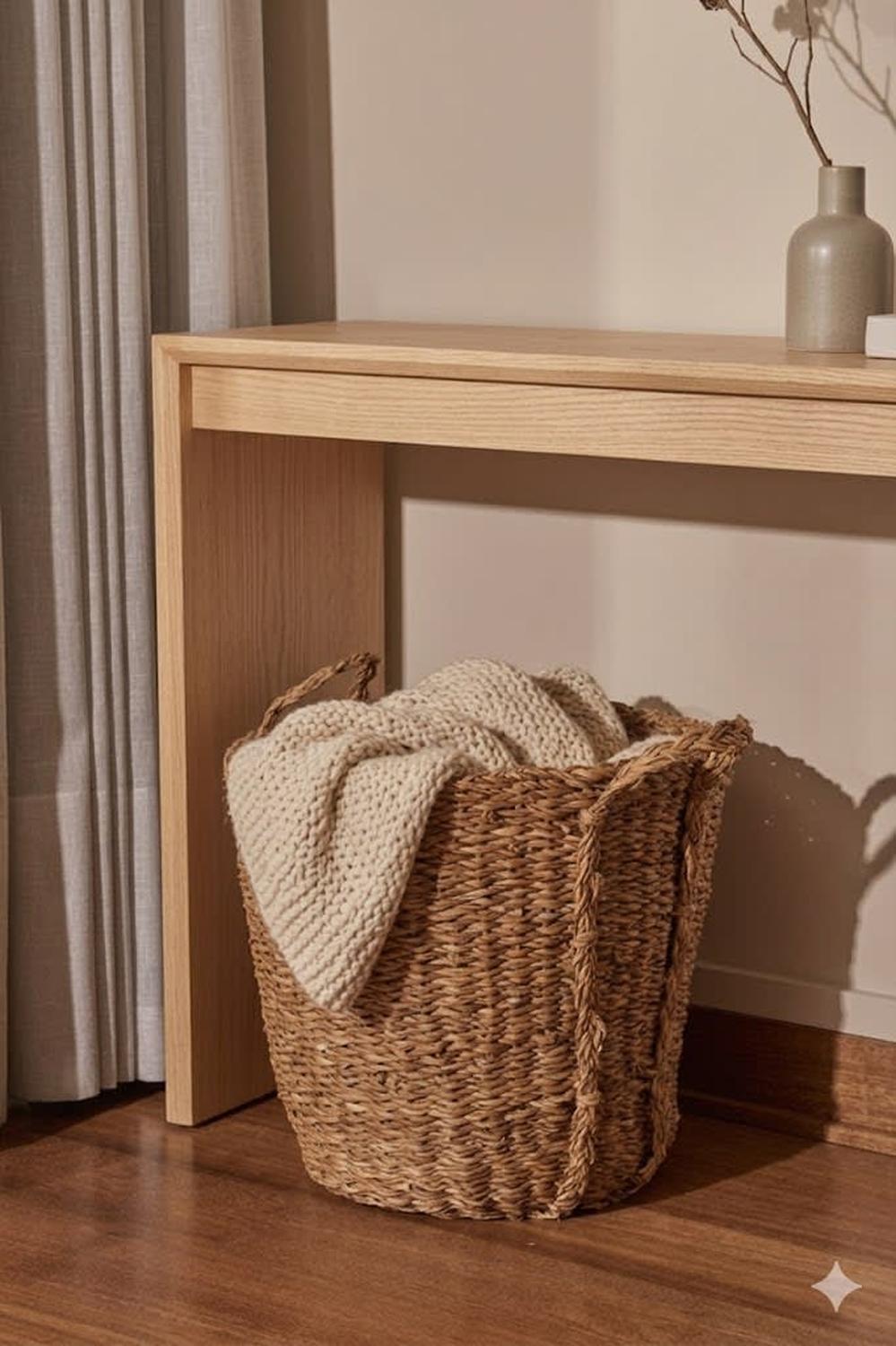 CANASTA DECORATIVA DE FIBRA NATURAL OLIVIA SMALL MAP DESIGN - 1