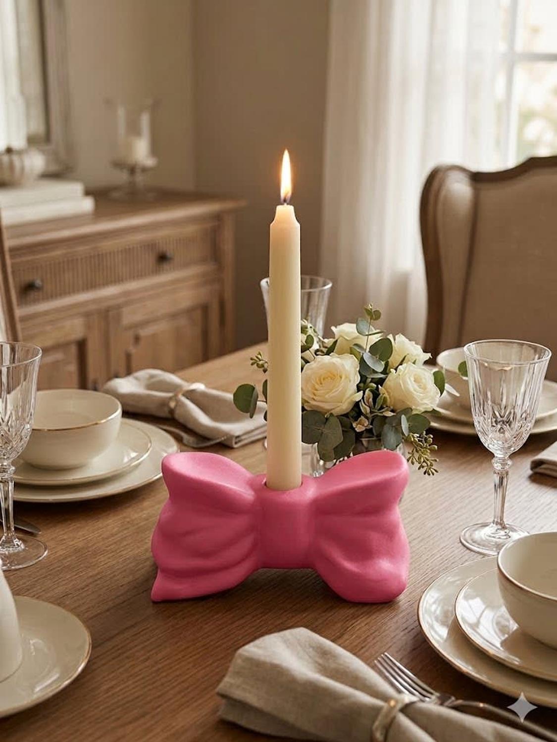 CANDELABRO LAZO ROSADO - 1