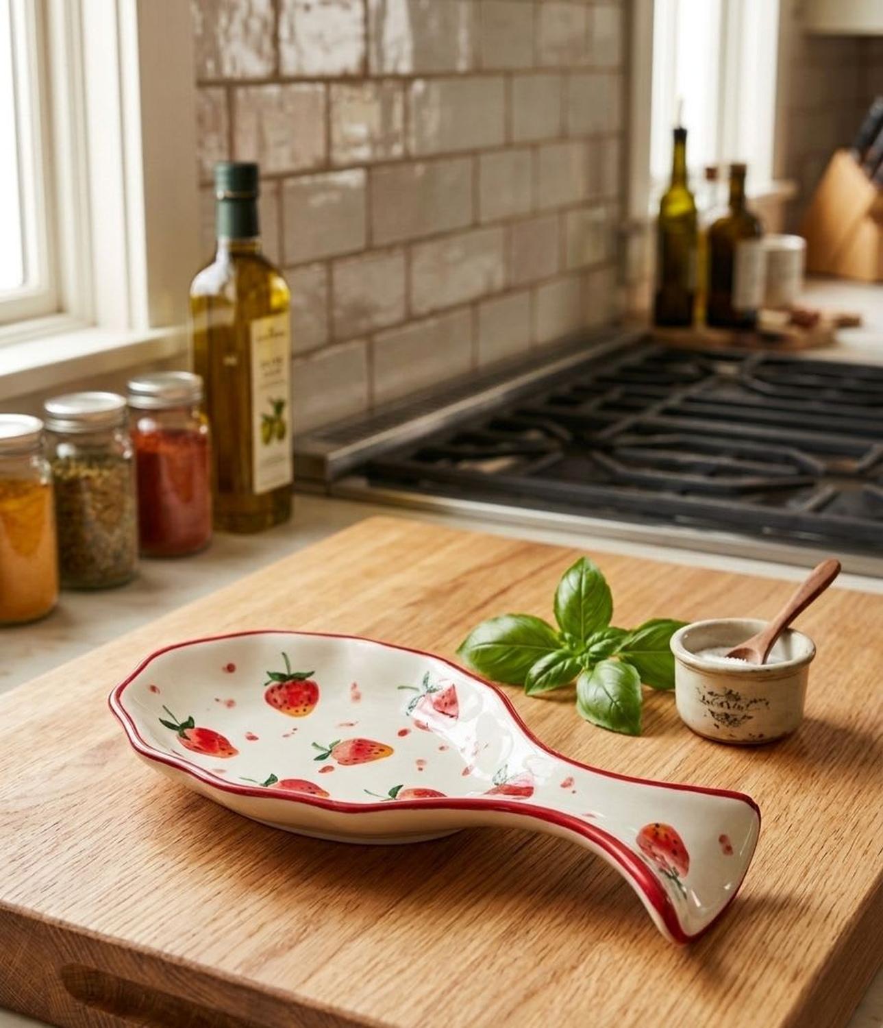 PORTA CUCHARÓN REPOSACUCHARAS CERÁMICA ESMALTADA COCINA 21CM - 1