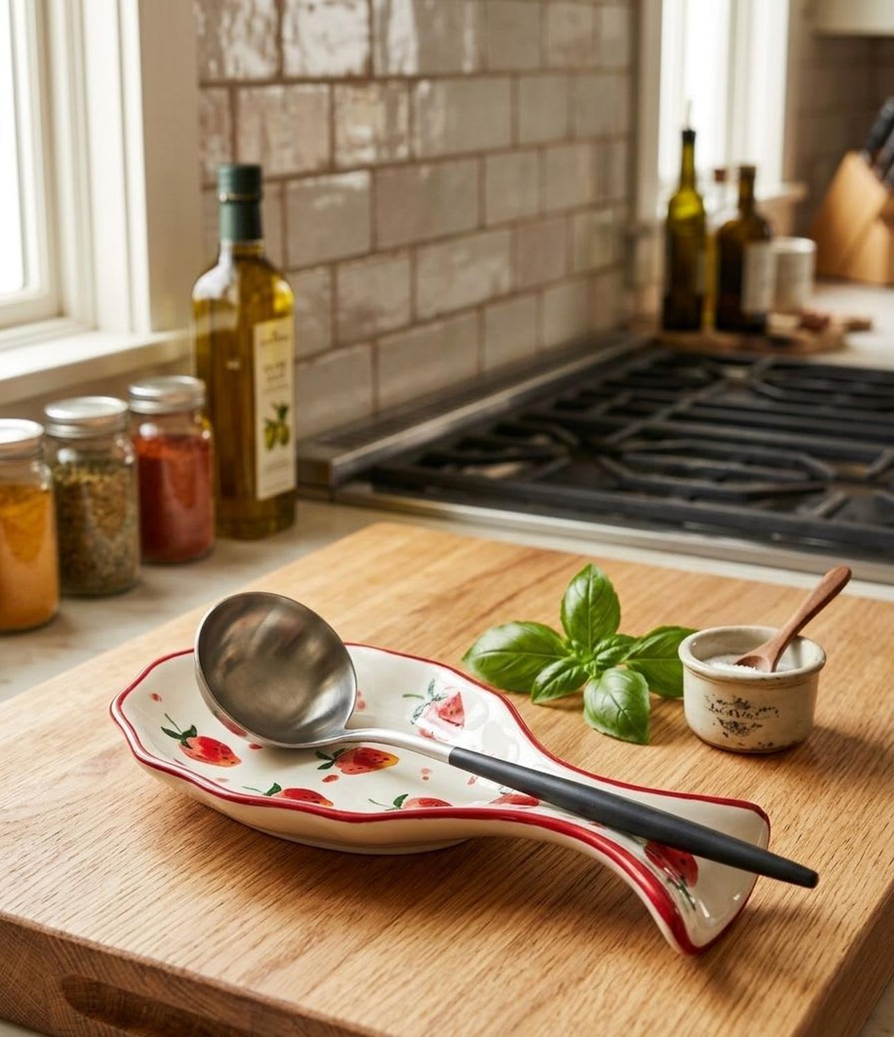 PORTA CUCHARÓN REPOSACUCHARAS CERÁMICA ESMALTADA COCINA 21CM - 2