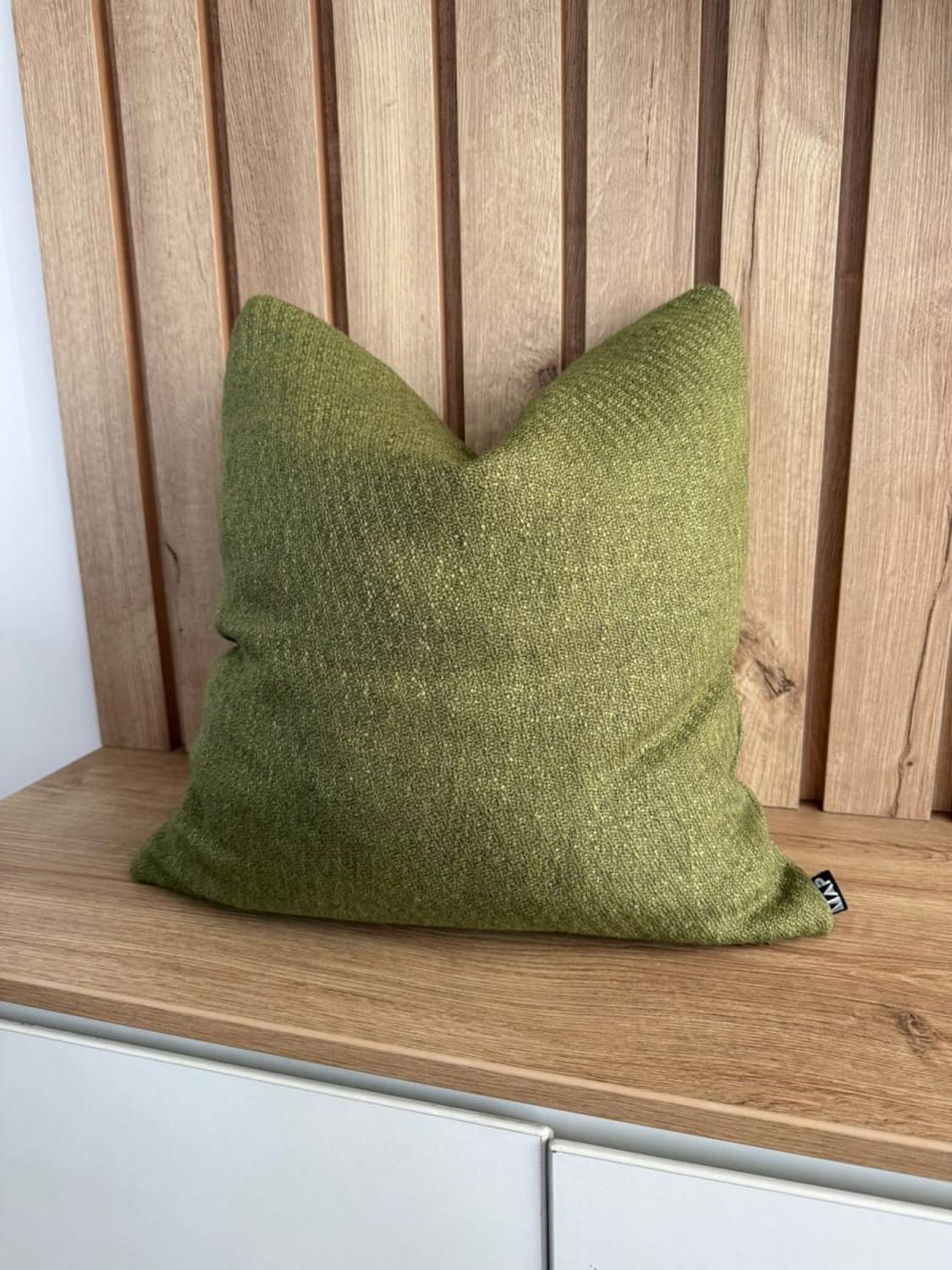 FUNDA DE COJÍN DECORATIVO VERDE OLIVO JACQUARD 45X45 CM - 1