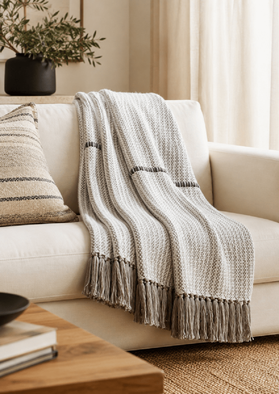MANTA DECORATIVA CARLE 170X130 CM 100% ALGODÓN - 1