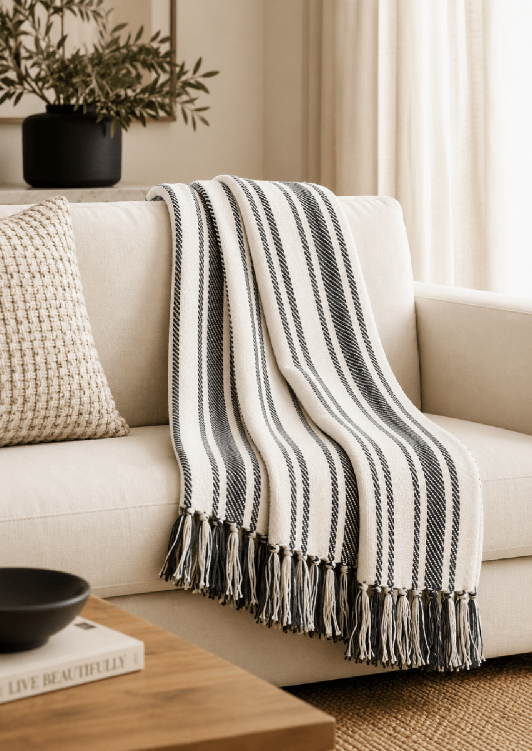 MANTA LUCCA DECORATIVA ALGODÓN 170X130 CM - 1