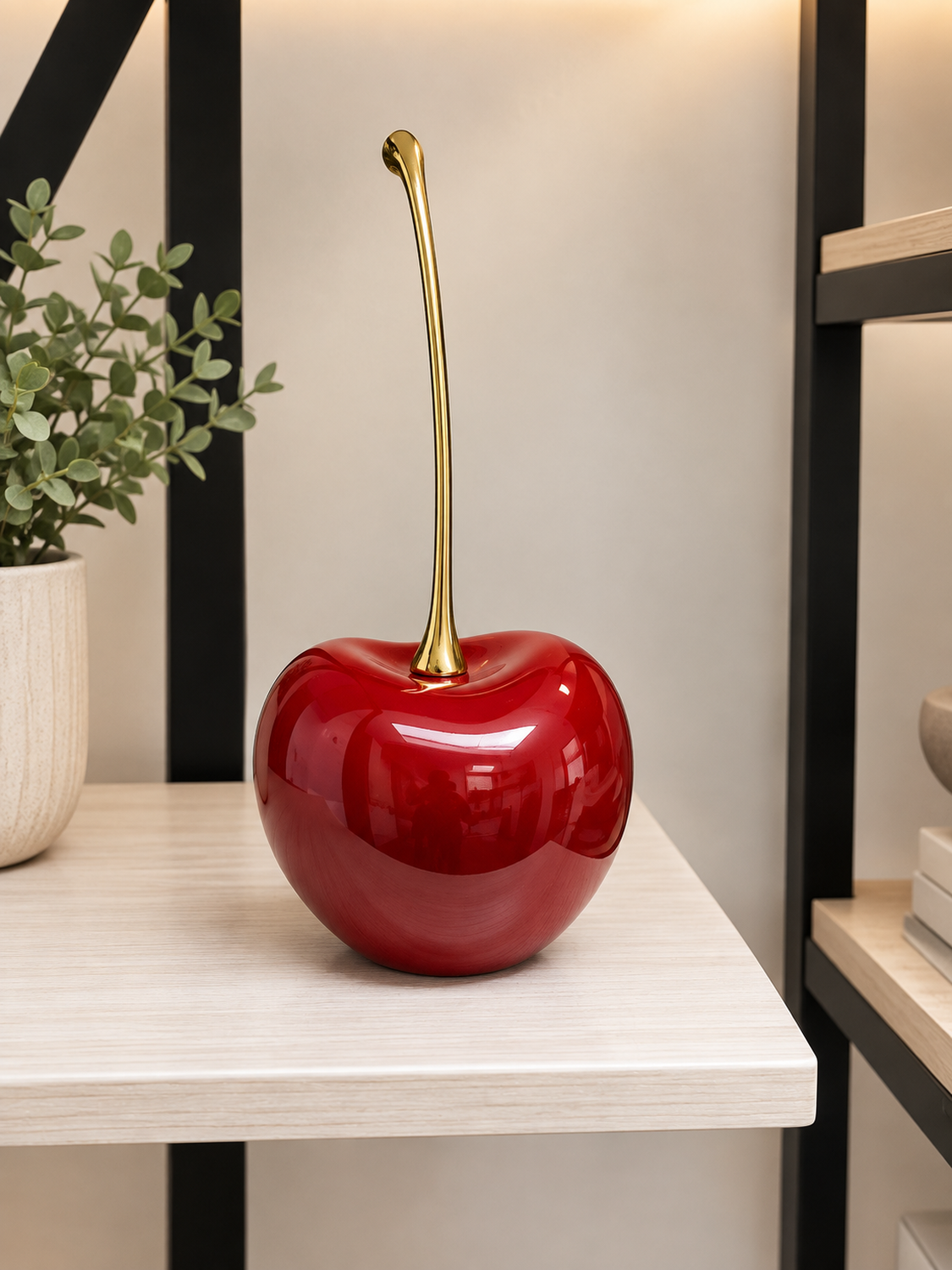 ADORNO DECORATIVO CEREZA ROJA C/ TALLO DORADO GHICO - 1